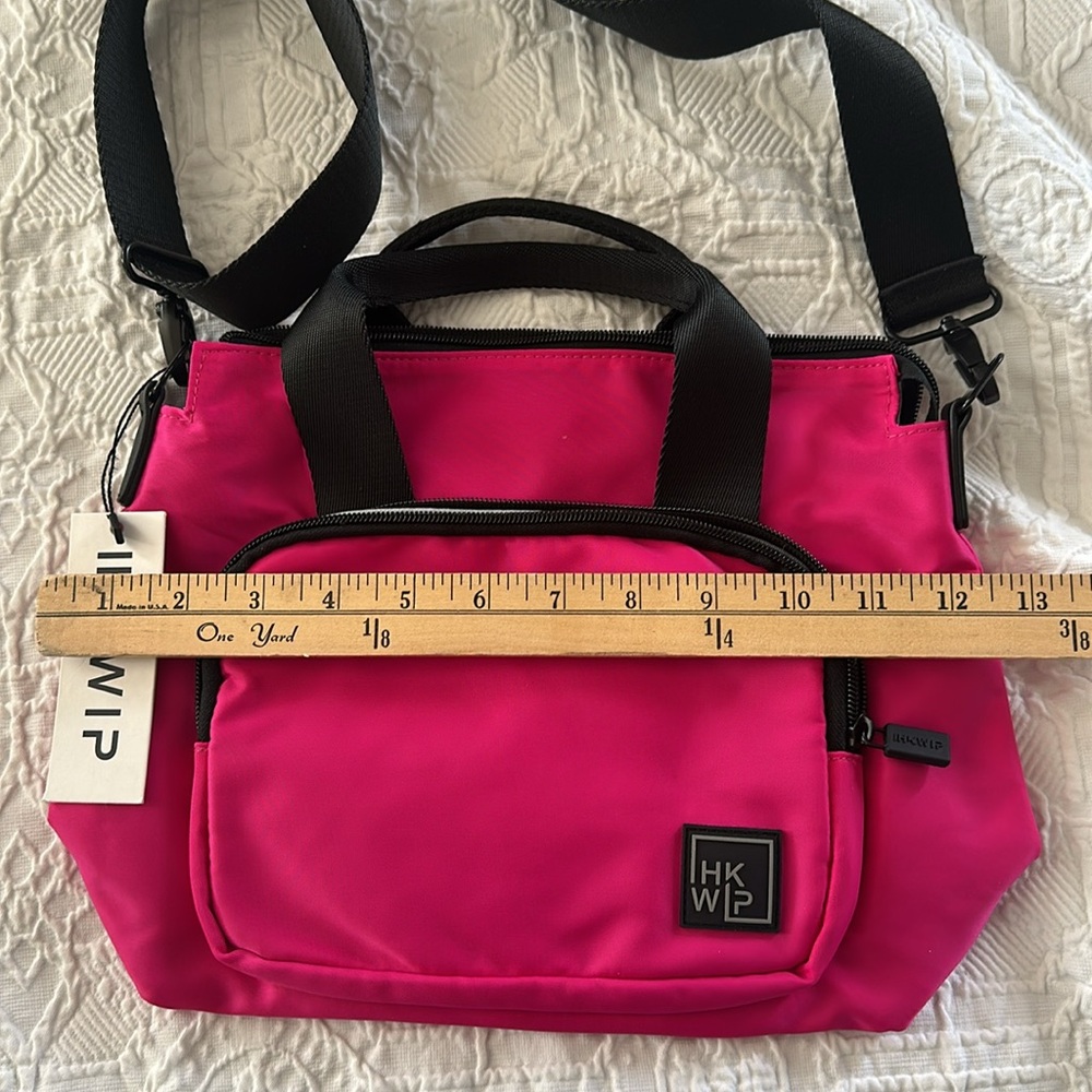 NWT IHKWIP Nylon Mini Tote w/ Crossbody Strap Magenta - Picture 4 of 6